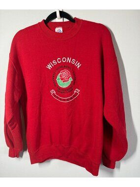 Vintage Wisconsin‎ Badgers Rose Bowl 1994 Sweatshirt Red Crewneck Large Retro